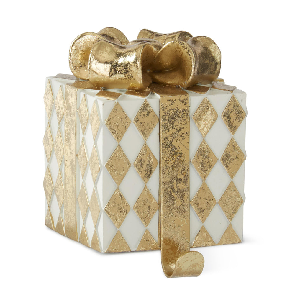 Gold & White Gift Resin Stocking Holder