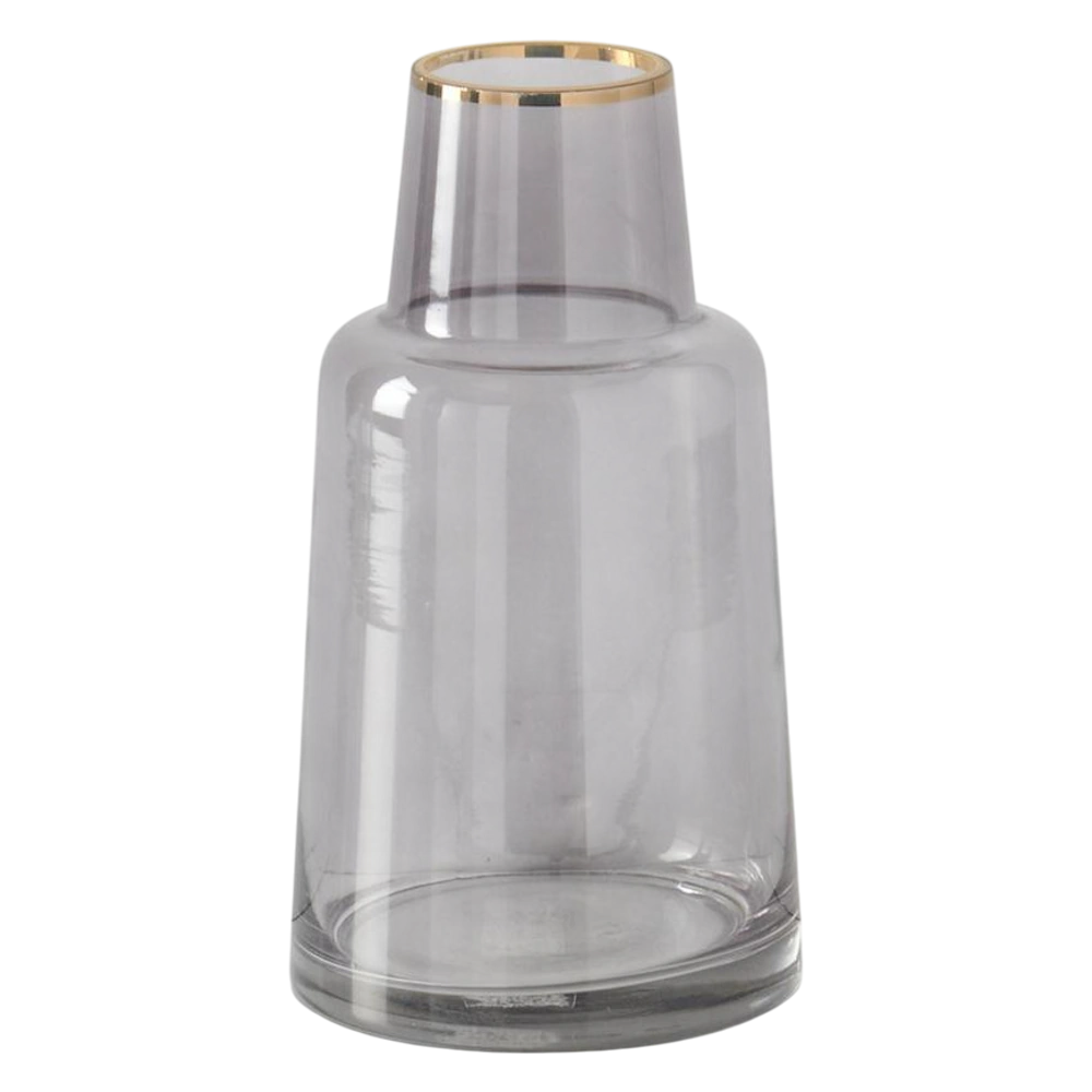 Gray Glass Vase with Gold Rim — alternate view 3
