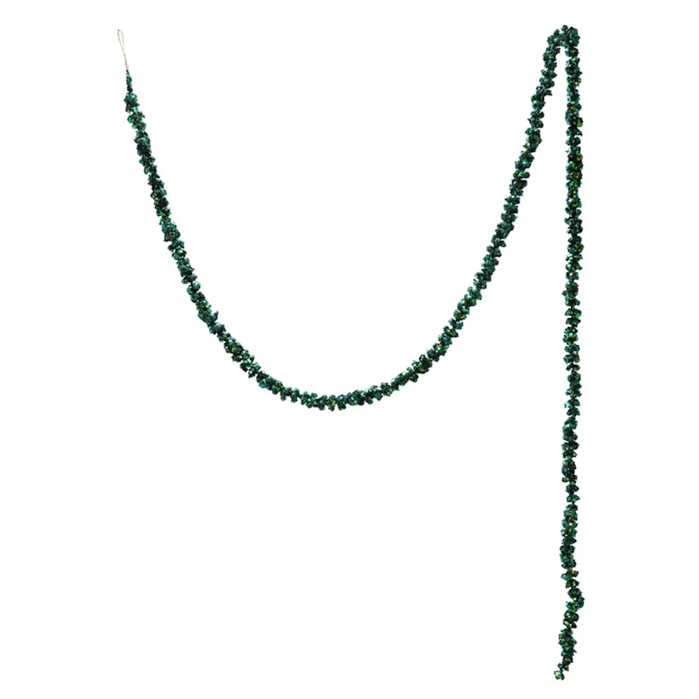 Green Iridescent Finish Foam & Glitter Ball Garland