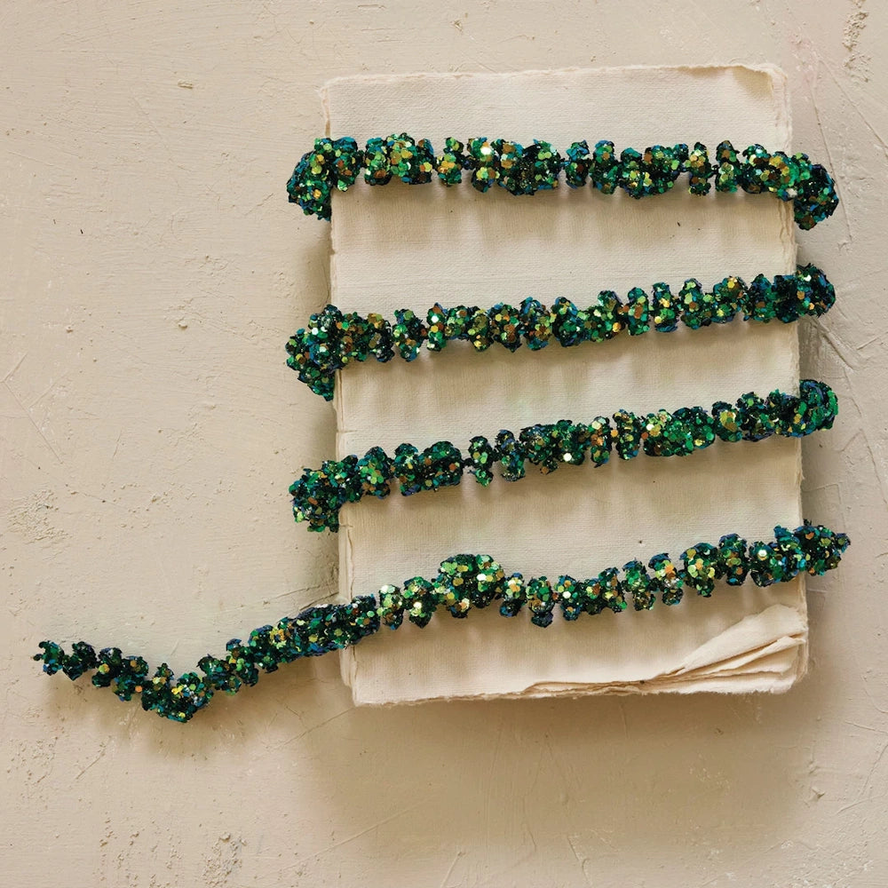 Green Iridescent Finish Foam & Glitter Ball Garland — alternate view 2