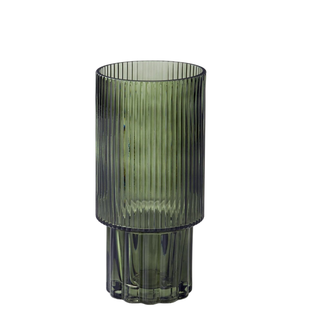 Green Line Pressed Glass Vases — alternate view 2