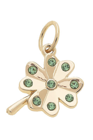 Shiny Gold Charm Green Pave Shamrock