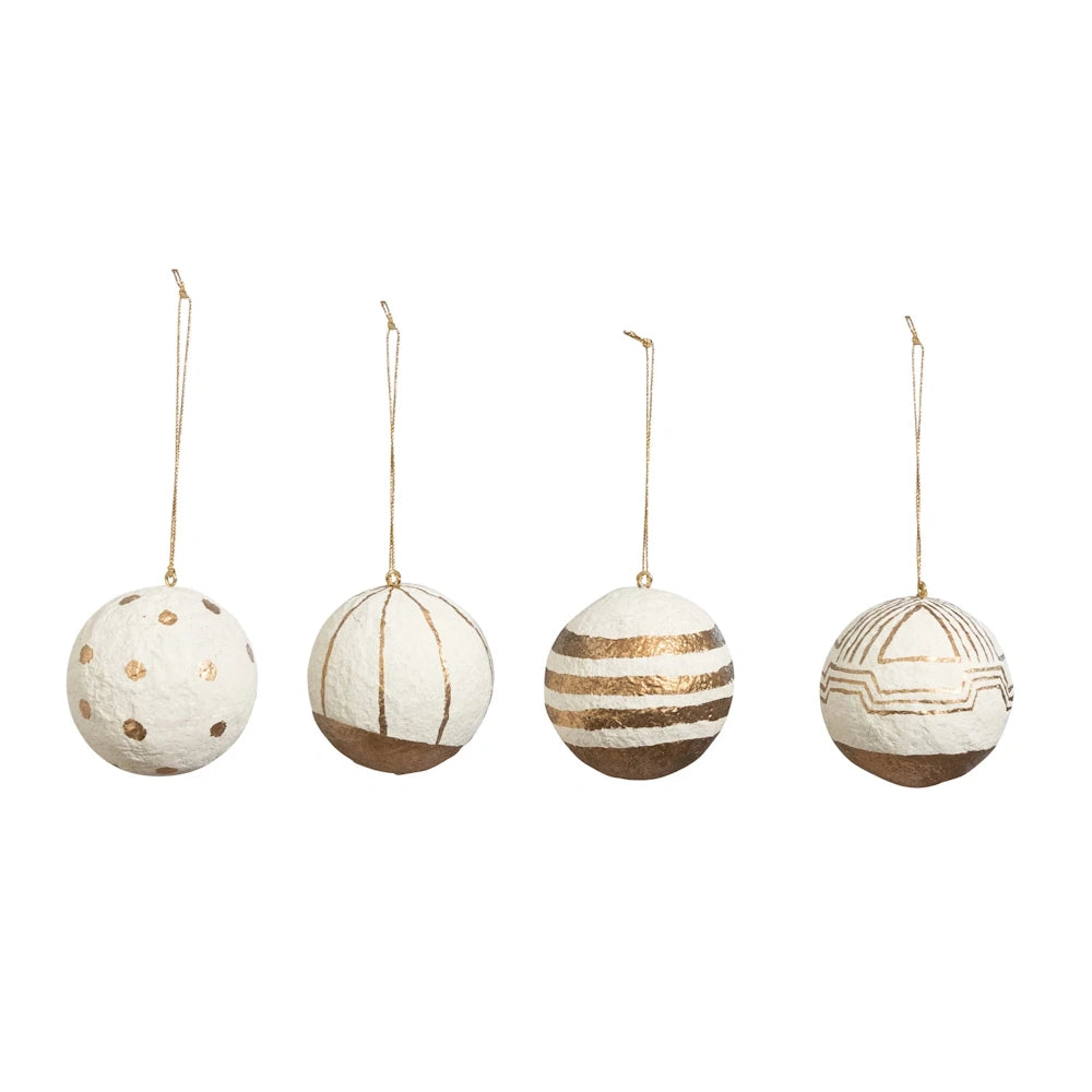 Hand-Painted Paper Mache Ball Ornaments — alternate view 2