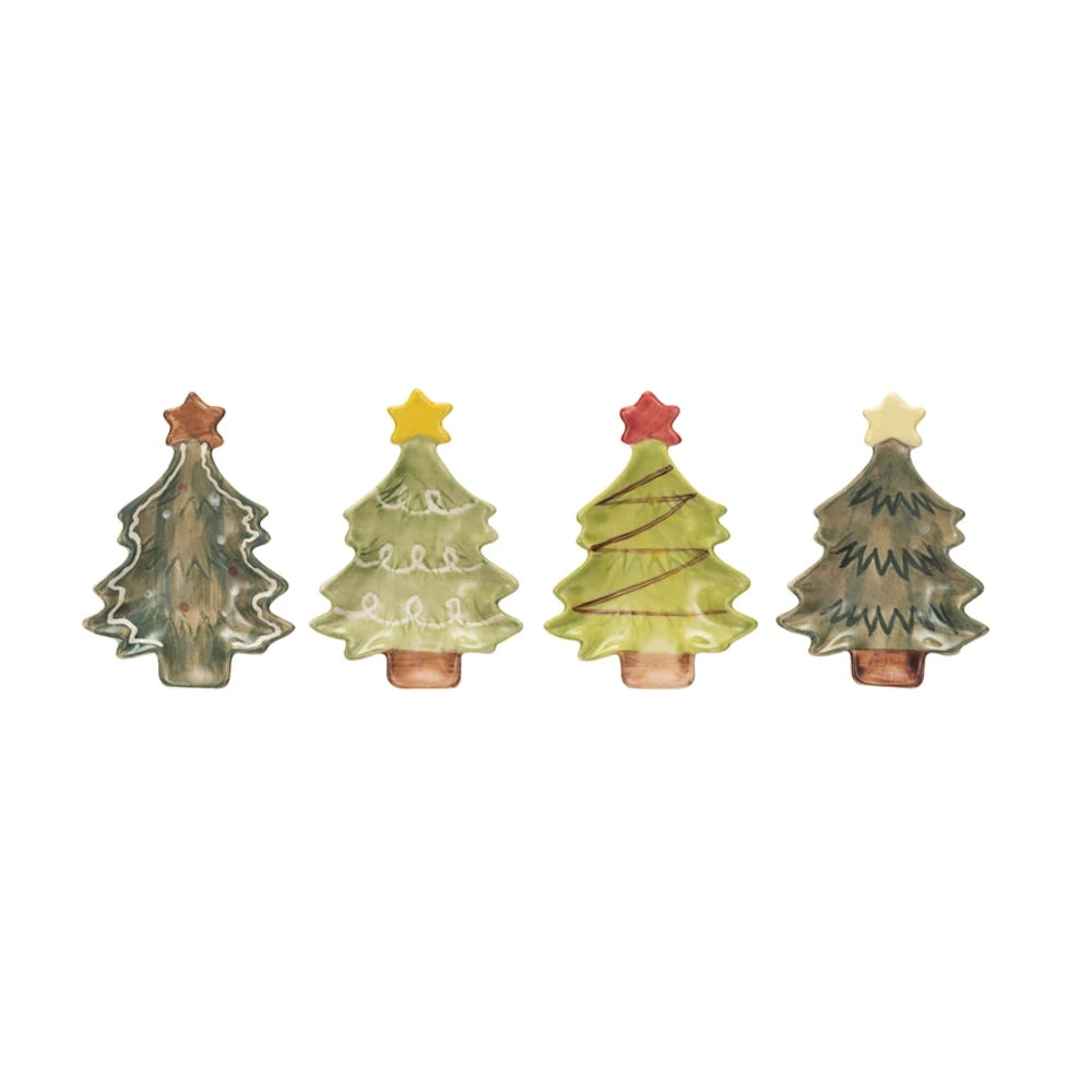 Hand-Painted Stoneware Christmas Tree Dish with Star — alternate view 2