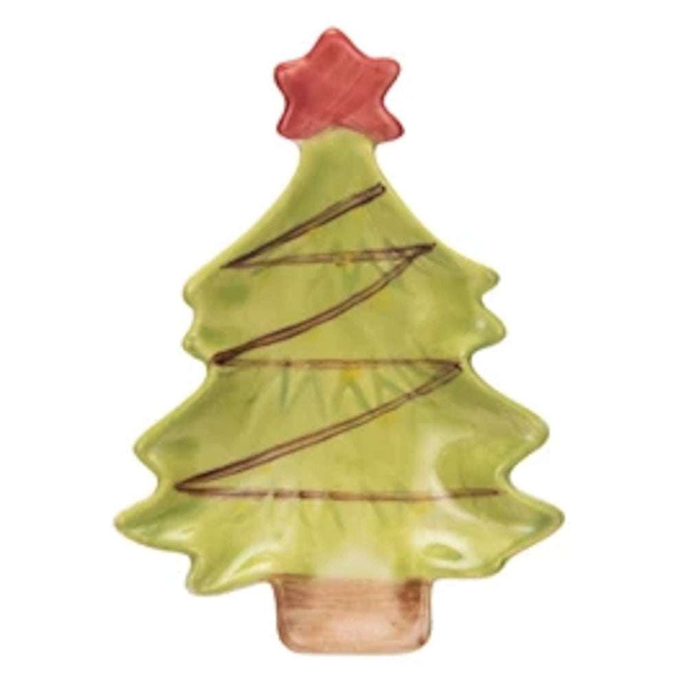 Hand-Painted Stoneware Christmas Tree Dish with Star — alternate view 5