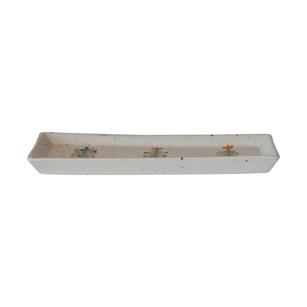 Hand-Painted Stoneware Platter with Christmas Trees — alternate view 3