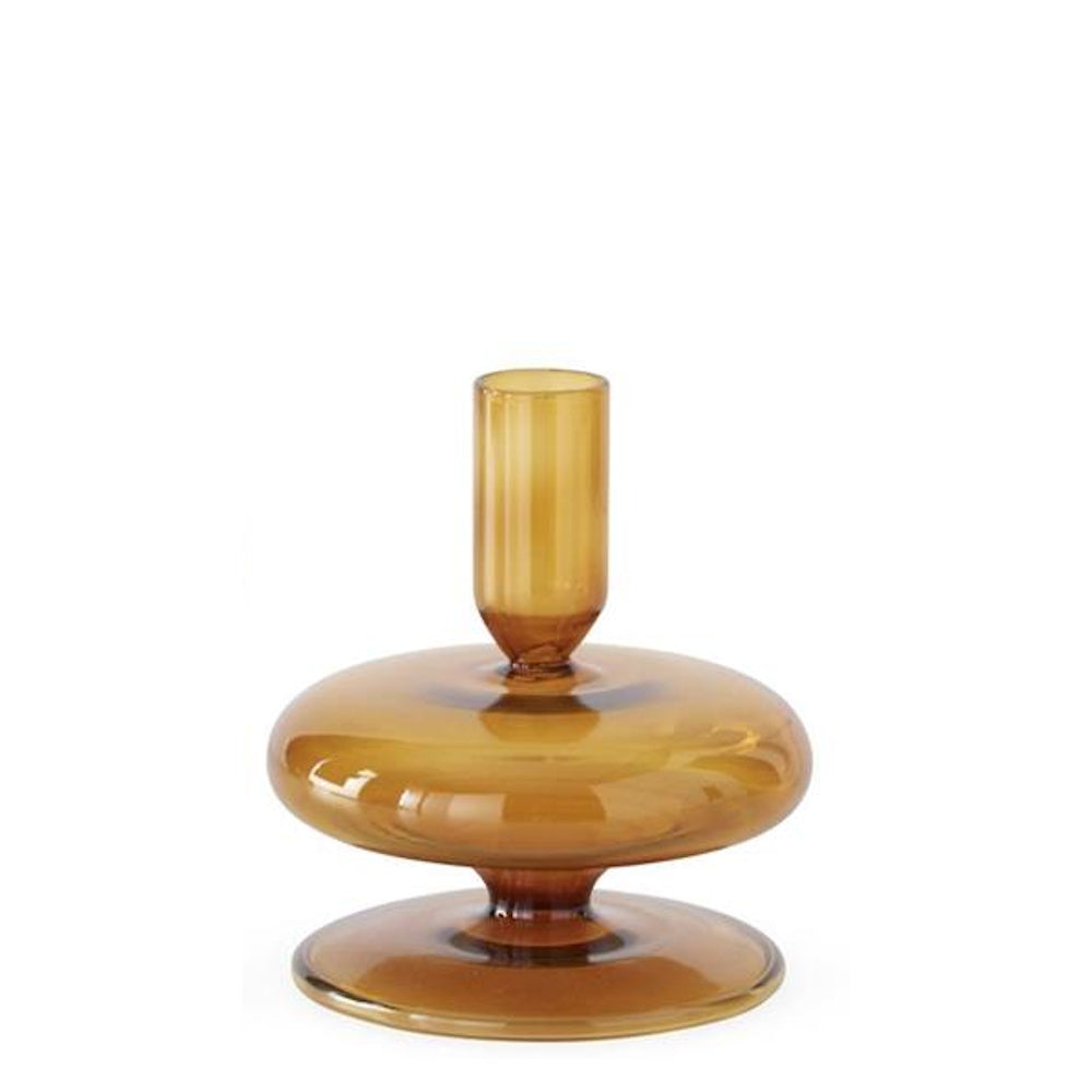 Handmade Amber Glass Modern Taper Candleholder — alternate view 2