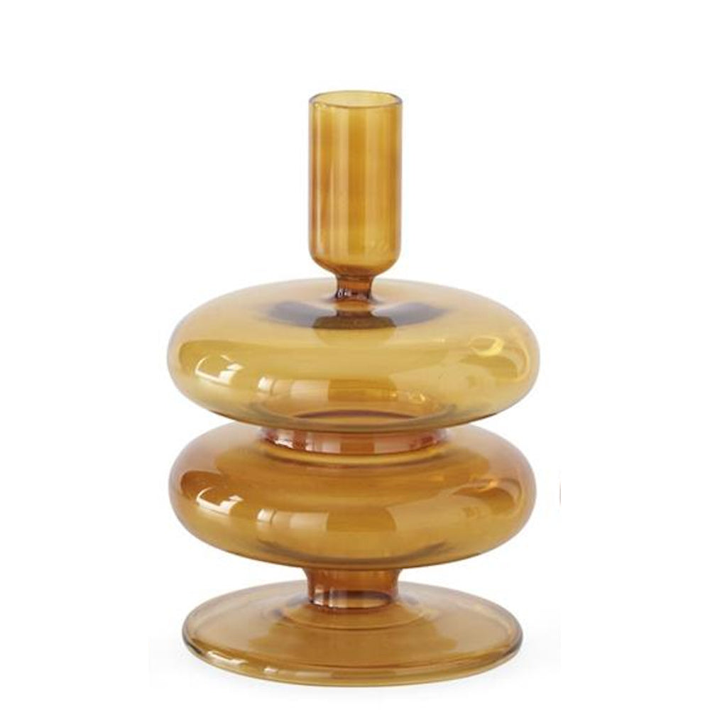 Handmade Amber Glass Modern Taper Candleholder — alternate view 3