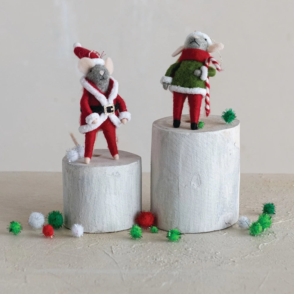 Handmade Wool Felt Mouse Ornament