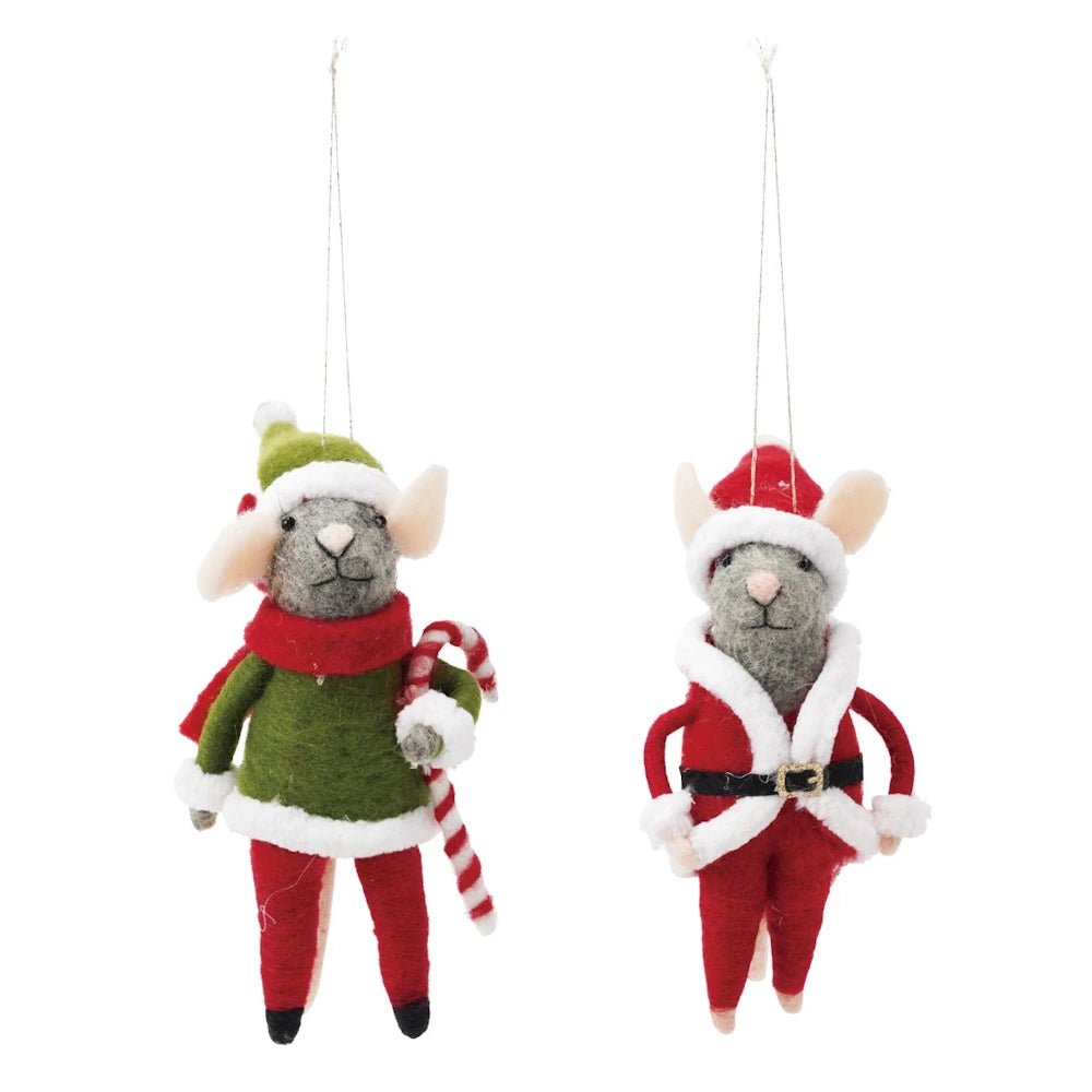 Handmade Wool Felt Mouse Ornament — alternate view 2