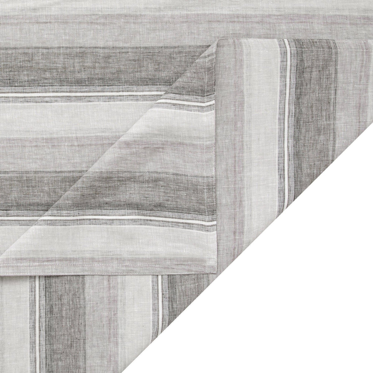 100% French Flax Linen Variegated Stripe Duvet Cover Set-Super King — alternate view 4