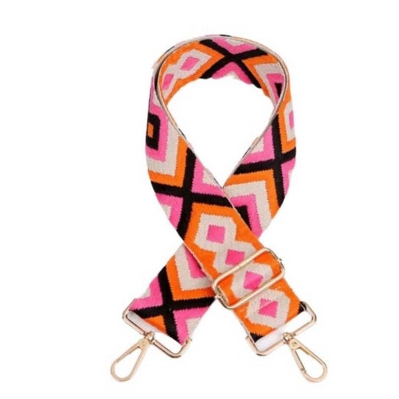 Hot Pink and Orange Boho Guitar Strap