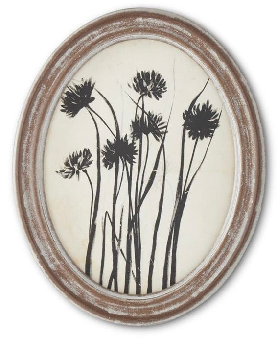 Wood Framed Oval Black & White Botanical Print — alternate view 2