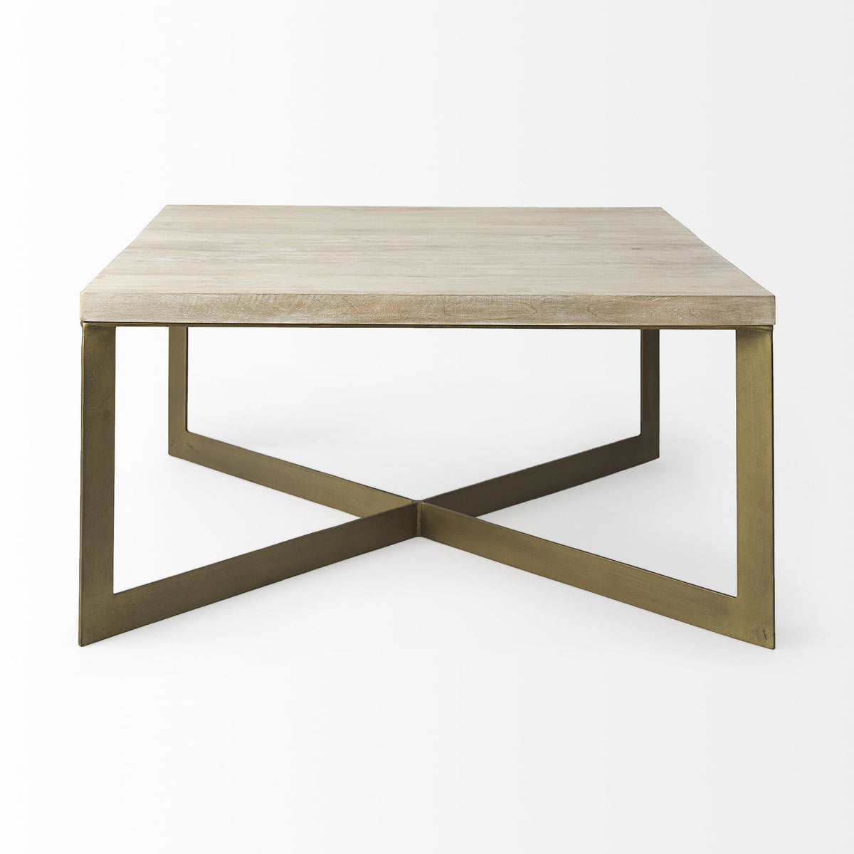 Faye Barely Gray Finished Wood W/Gold Metal Base Square Coffee Table — alternate view 3