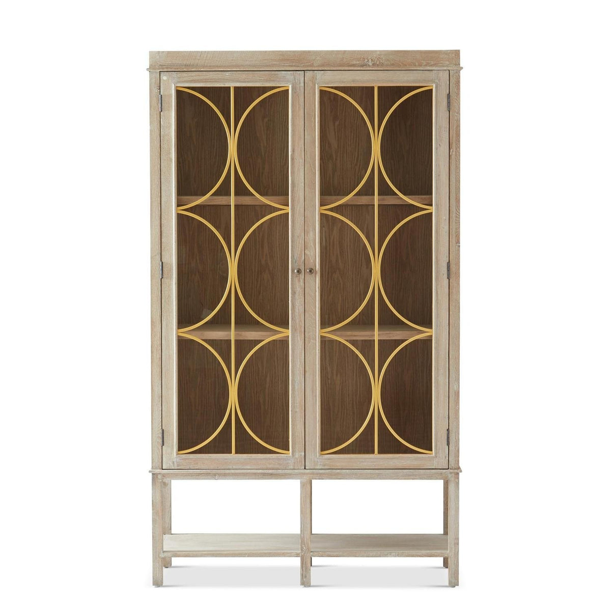 Natural With Gold Wood & Glass Showcase Cabinet — alternate view 3
