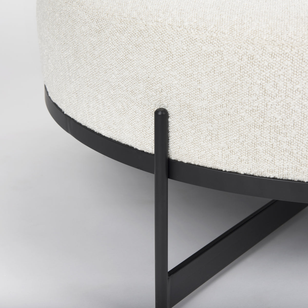 Amelia Cream Boucle W/Black Metal Upholstered Ottoman — alternate view 3