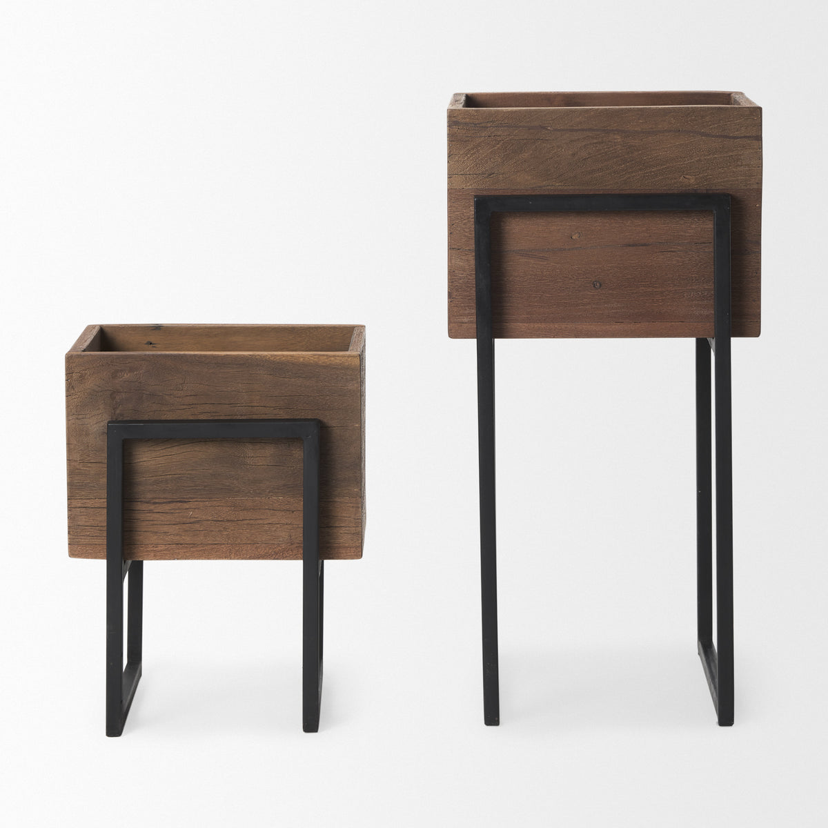 Jadine Set of 2 Medium Brown Wood w/ Black Metal Rectangle Frames — alternate view 2