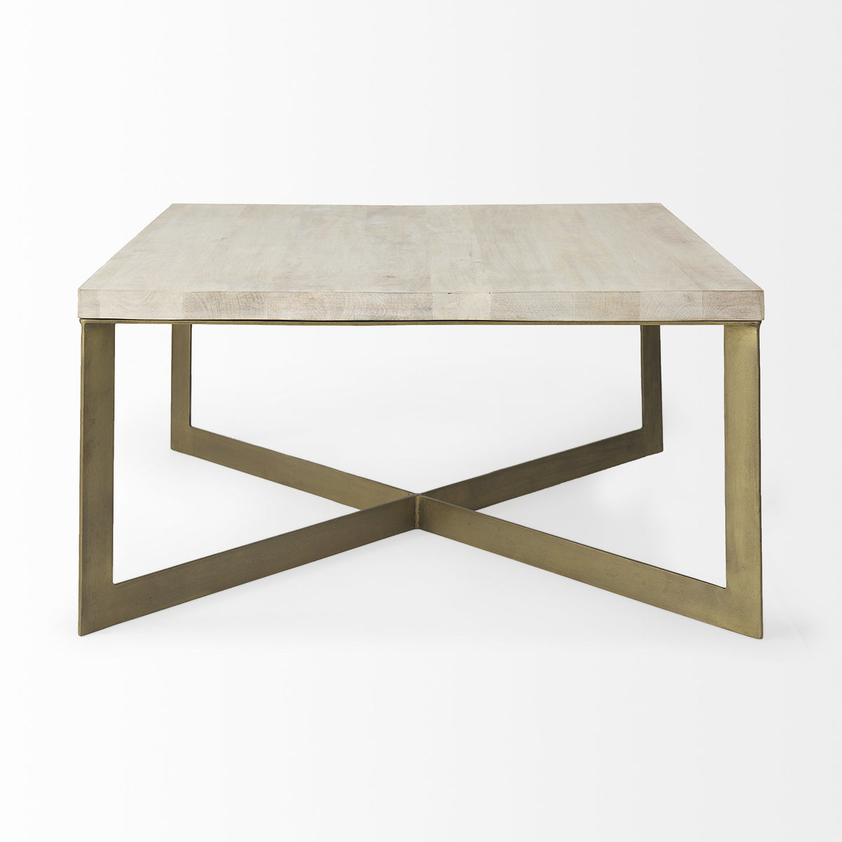 Faye Barely Gray Finished Wood W/Gold Metal Base Square Coffee Table — alternate view 4