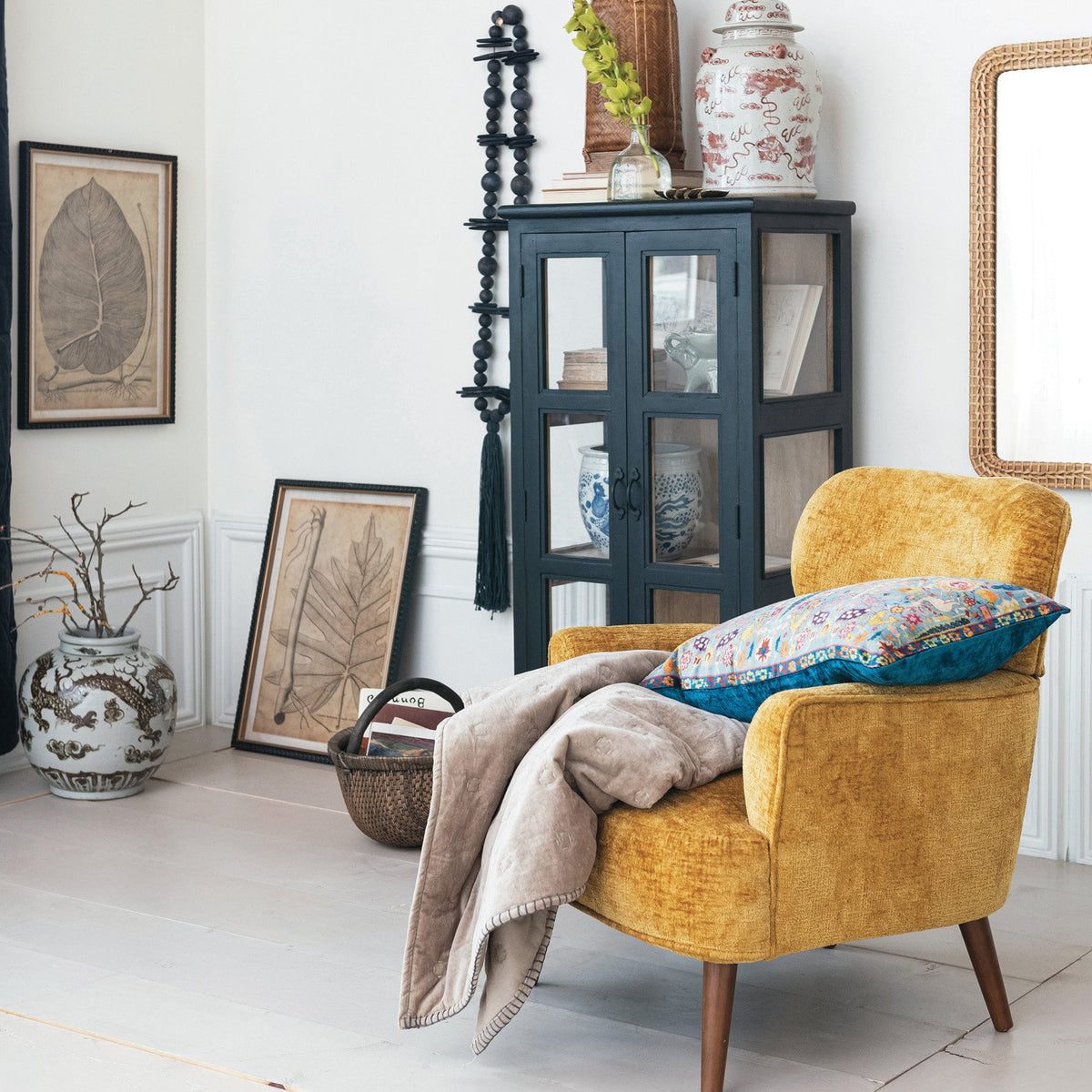 Chenille Fabric Upholstered Arm Chair — alternate view 2