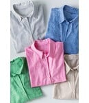 Timeless Pinstripe Button Down Casual Office Shirt Pink Small — alternate view 2