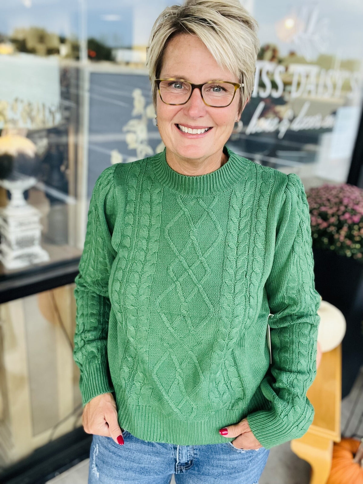 Super Soft Ribbed Crew Neck Cable Knit Sweater — alternate view 4