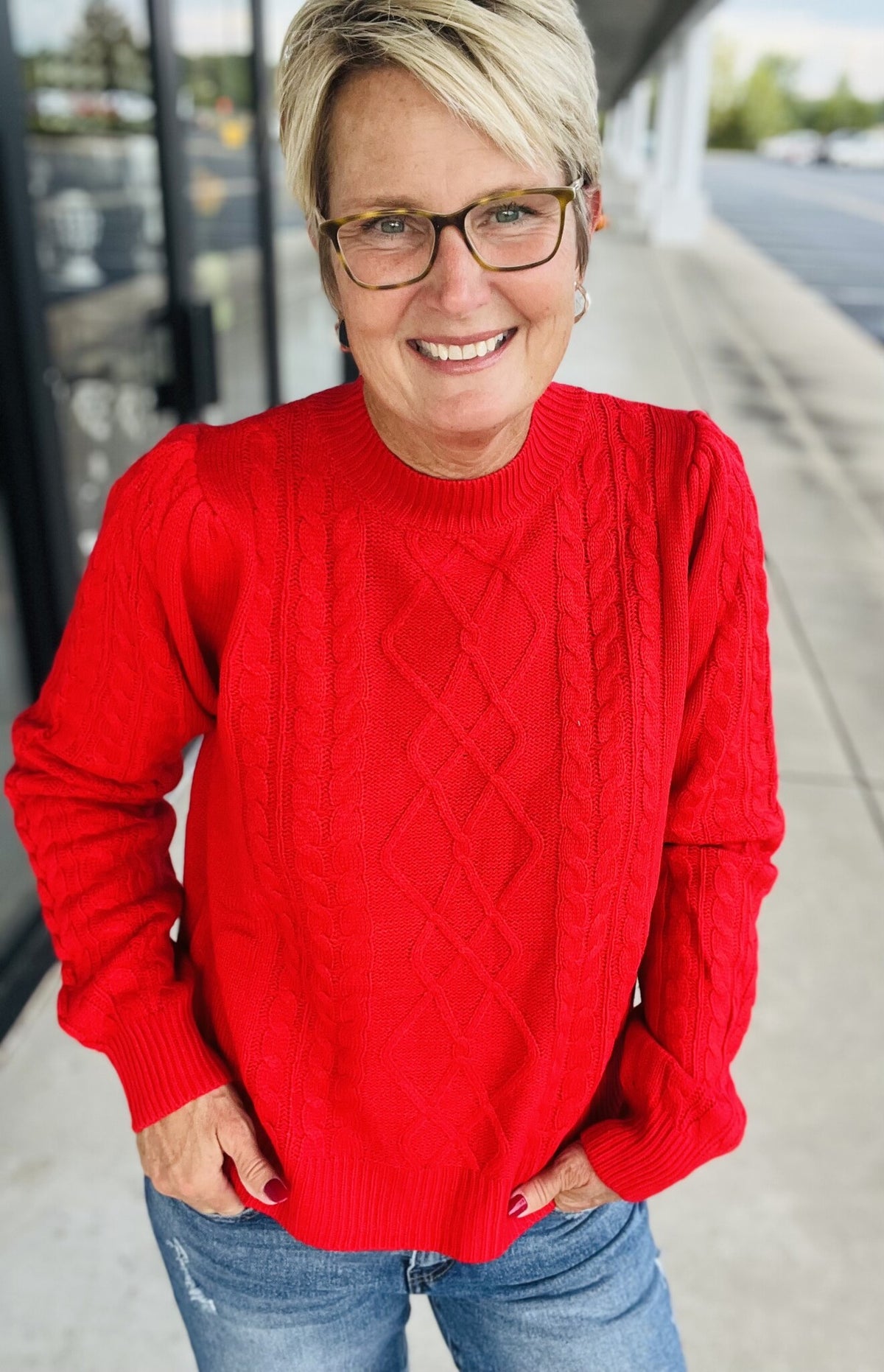 Super Soft Ribbed Crew Neck Cable Knit Sweater — alternate view 5