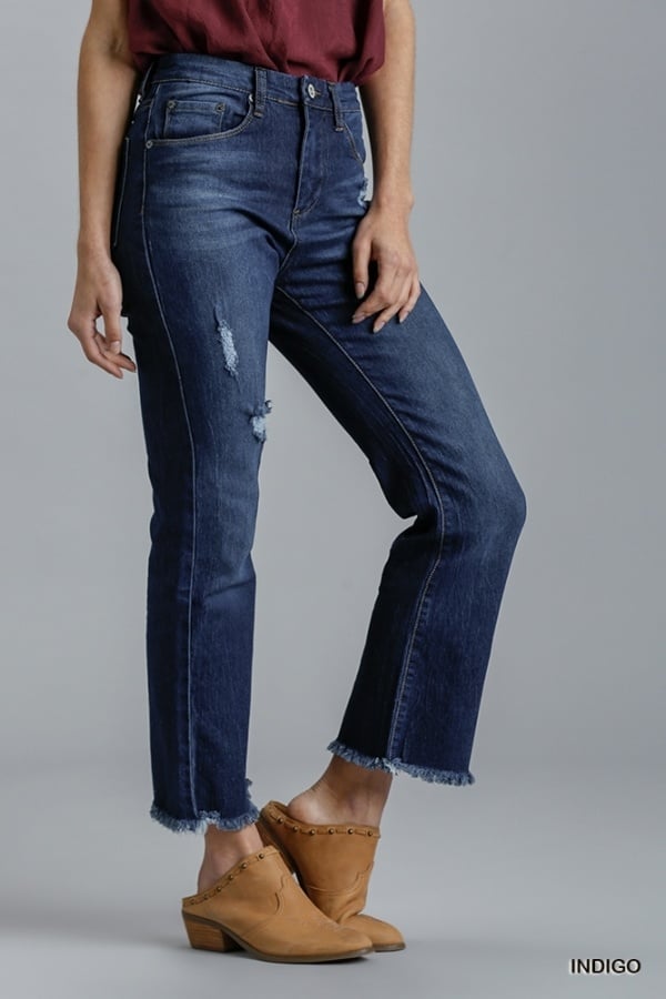High Rise 5 Pocket Distressed Flare Jean — alternate view 2