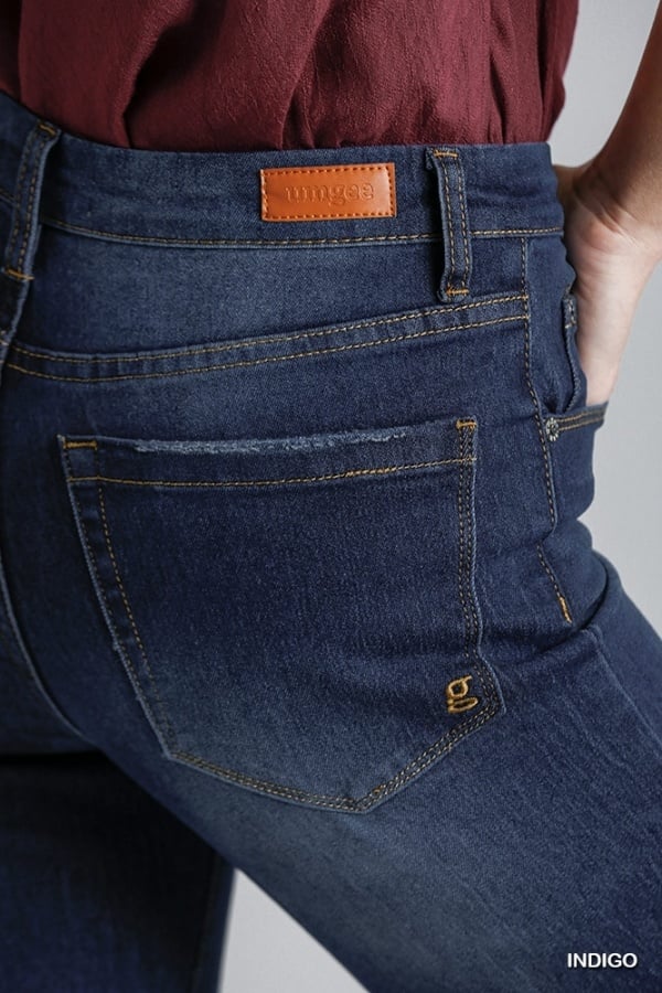 High Rise 5 Pocket Distressed Flare Jean — alternate view 4