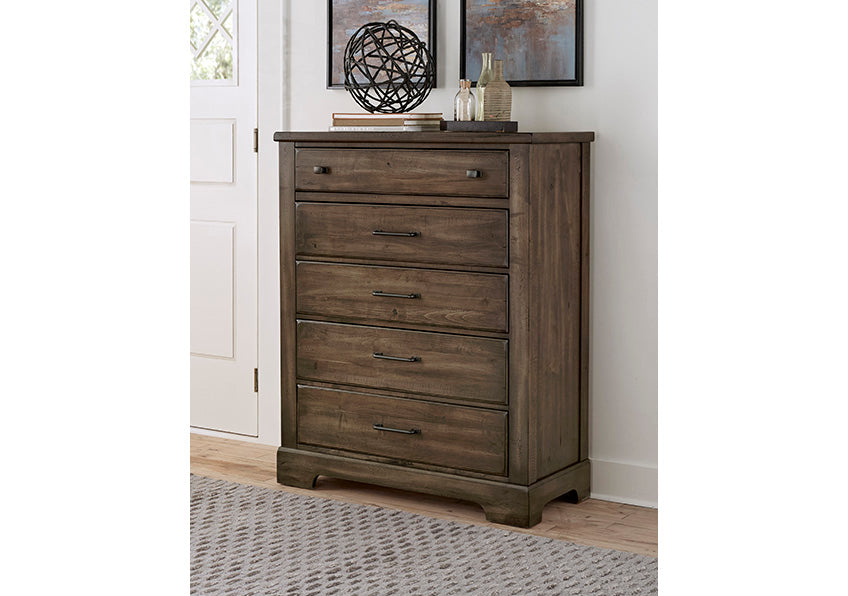 Cool Rustic 5 Drawer Chest (Mink) — alternate view 2