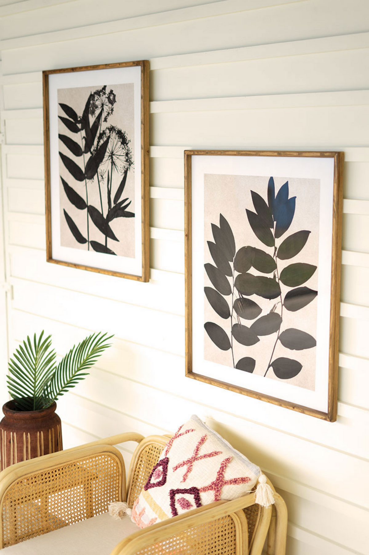 Framed Black Leaf Prints Under Glass- 2 Styles