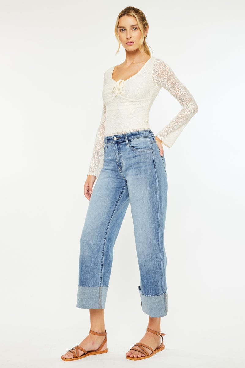 Leslie High Rise Crop Wide Leg Jeans — alternate view 3