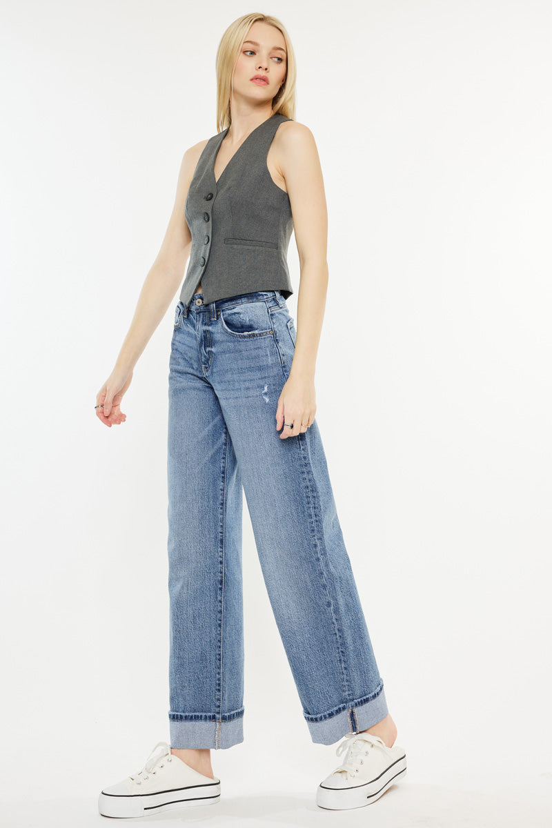 Kolbie High Rise Cuffed Wide Leg Jeans — alternate view 3