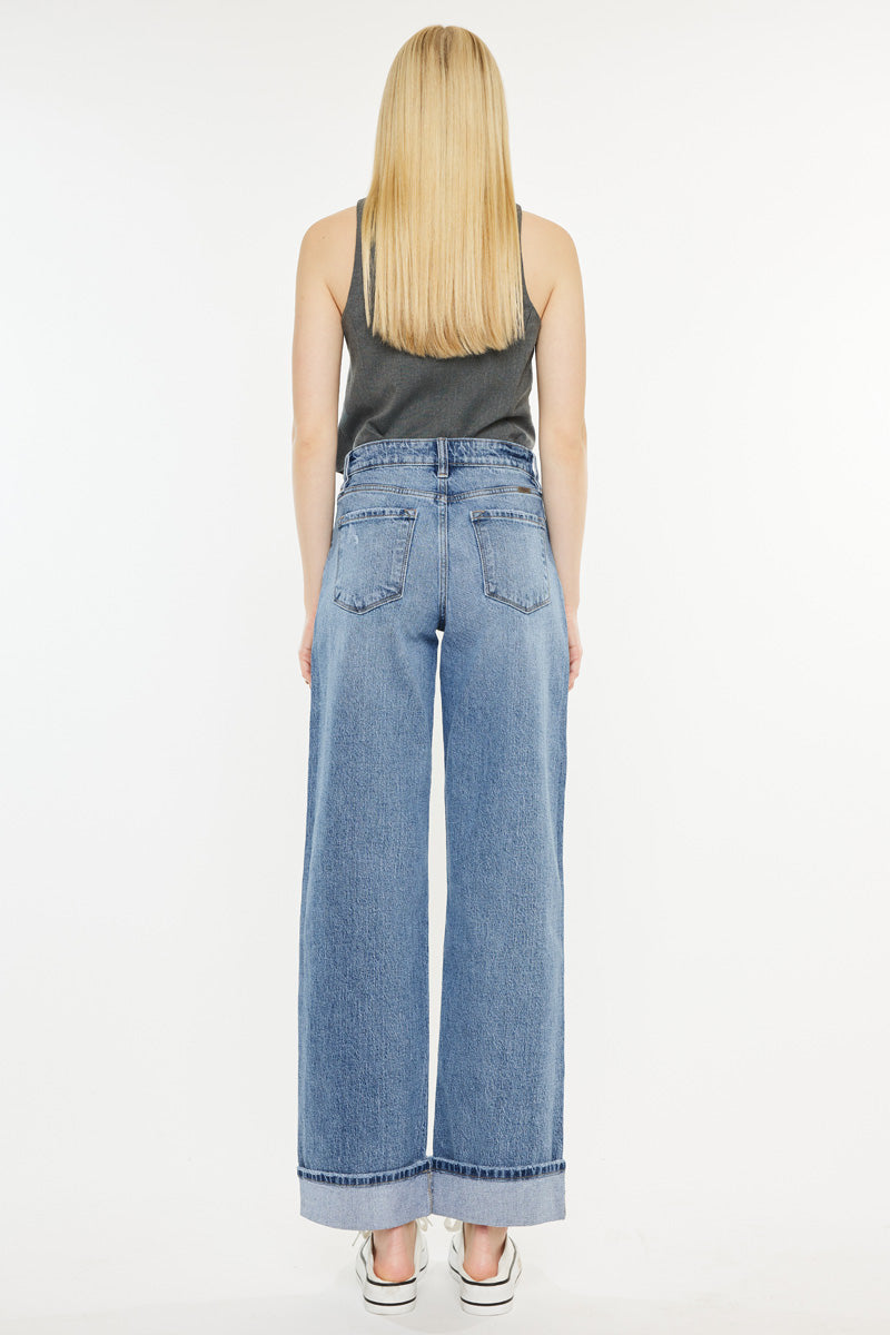 Kolbie High Rise Cuffed Wide Leg Jeans — alternate view 5