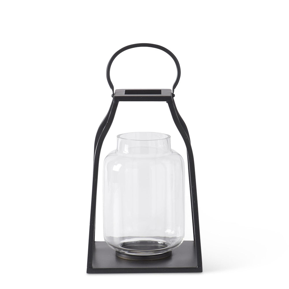 Large Black Metal Trapezoid Lanterns with Glass Hurricane — alternate view 2