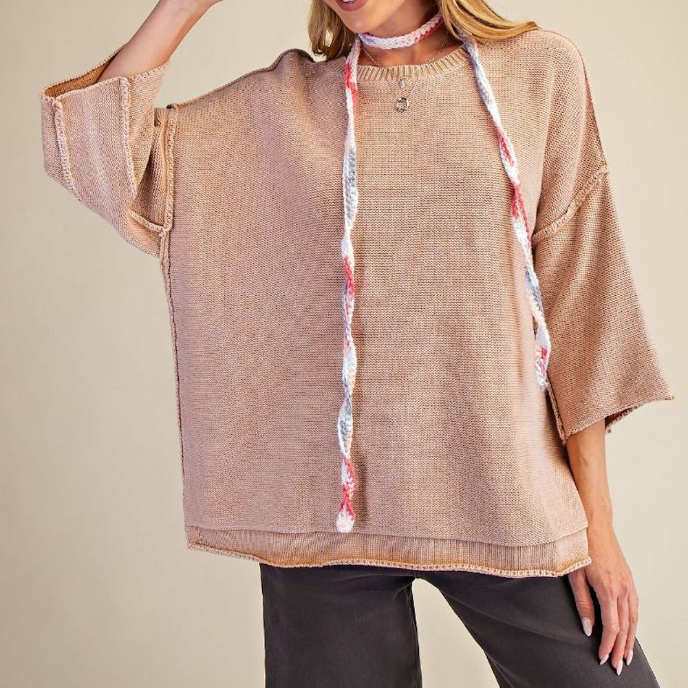 Washed Knitted Loose Fit Sweater — alternate view 3