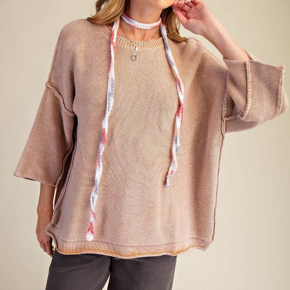 Washed Knitted Loose Fit Sweater