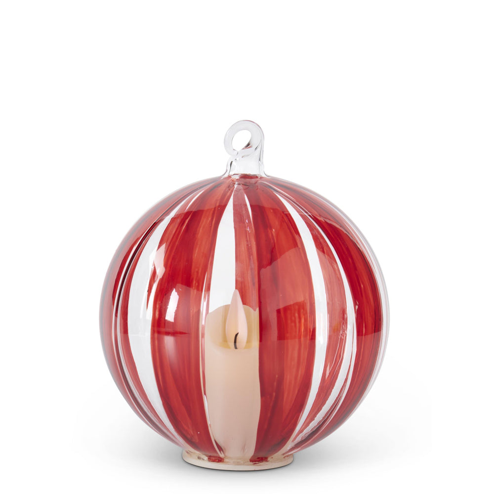 Hand-painted Red Stripe on Clear Glass Ornament — alternate view 2