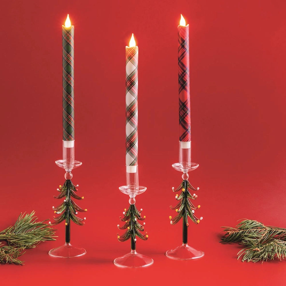 LED Tartan Taper Candles