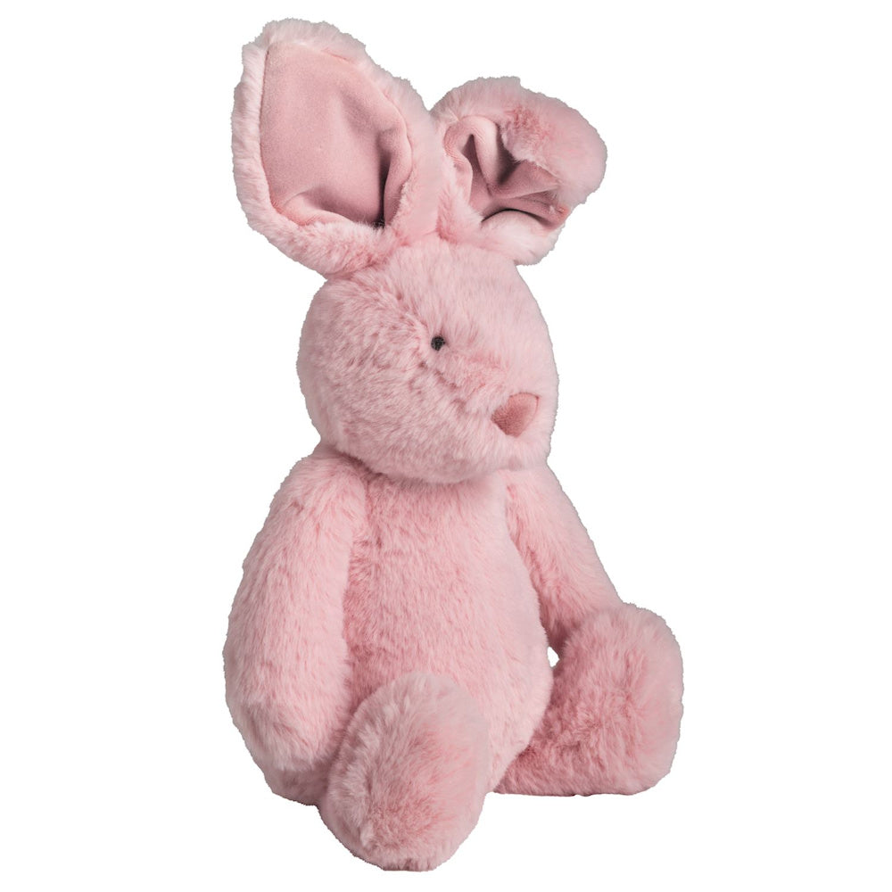 Soft pink plush bunny rabbit toy sitting upright with large ears.