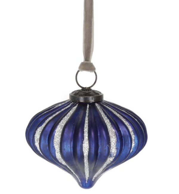 Navy Ornate Christmas Ornament