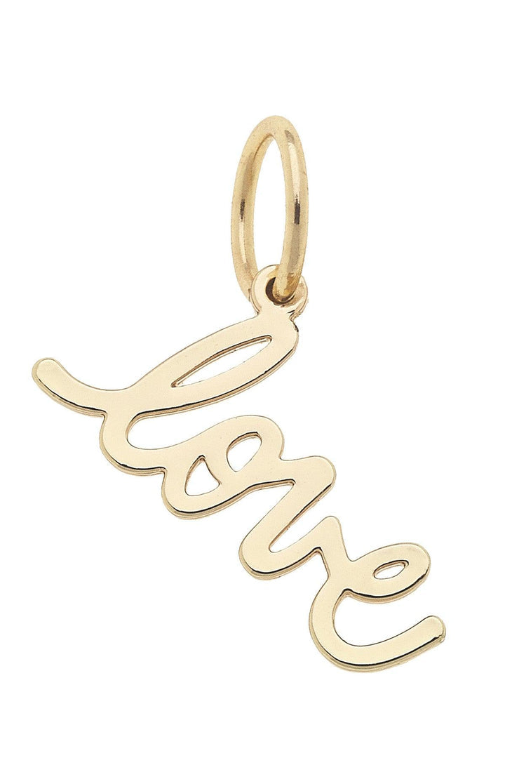 Cursive Script Charm in Shiny Gold Love Success