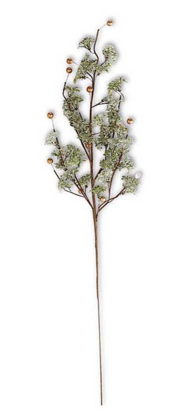 Green Glittered Stem w/Gold Beads