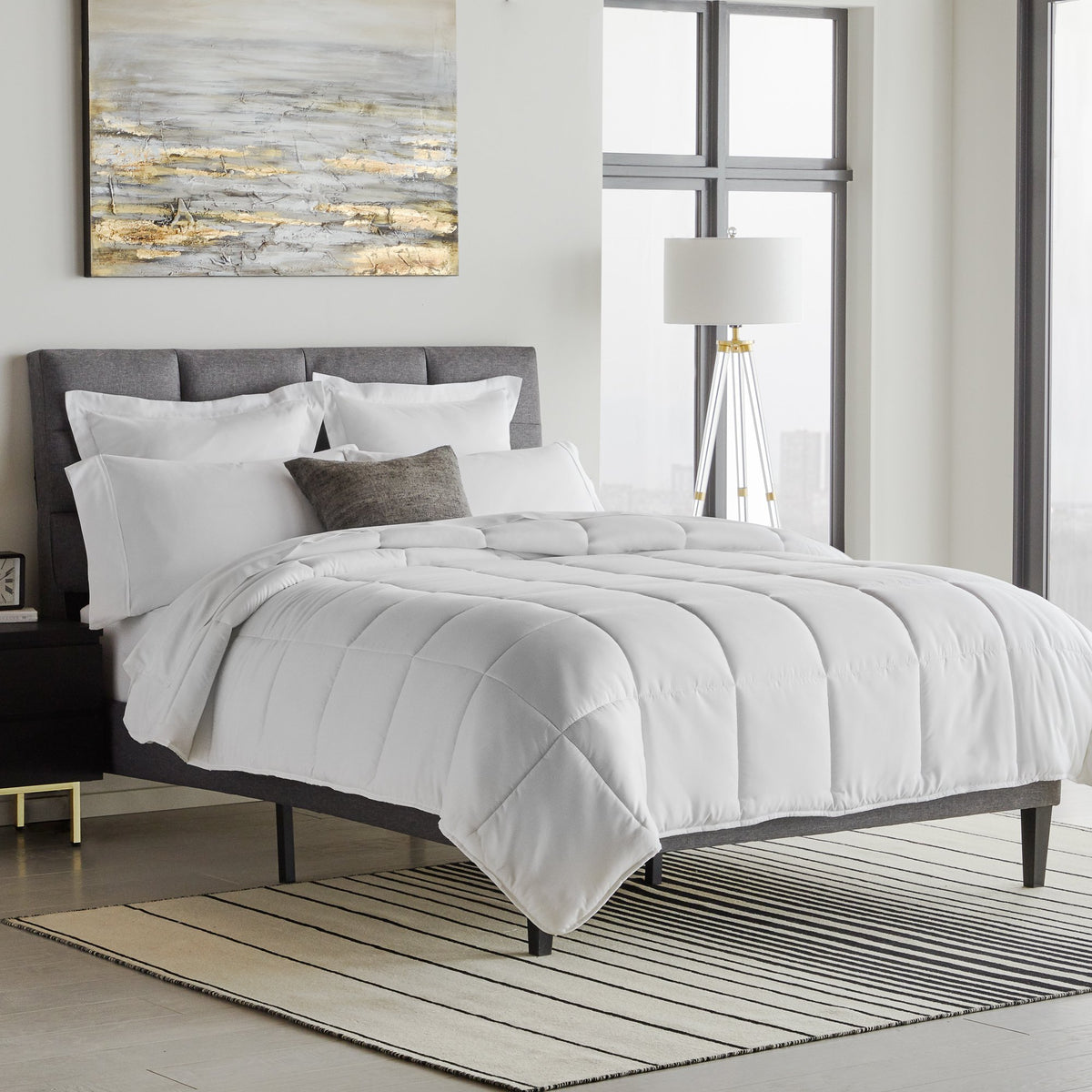 Woven Down Alternative Microfiber Comforter, Oversized Queen, White — alternate view 2