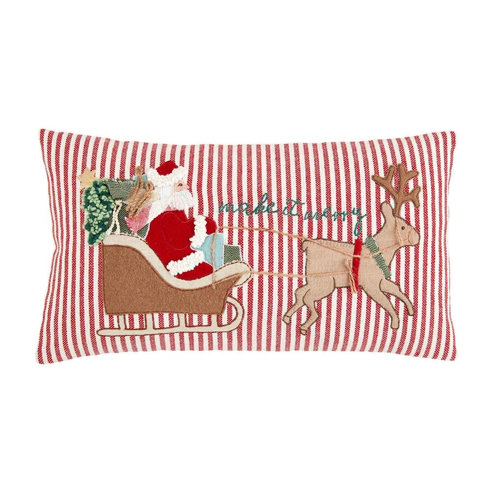 Make It Merry Sleigh Embroidered Pillow — alternate view 2