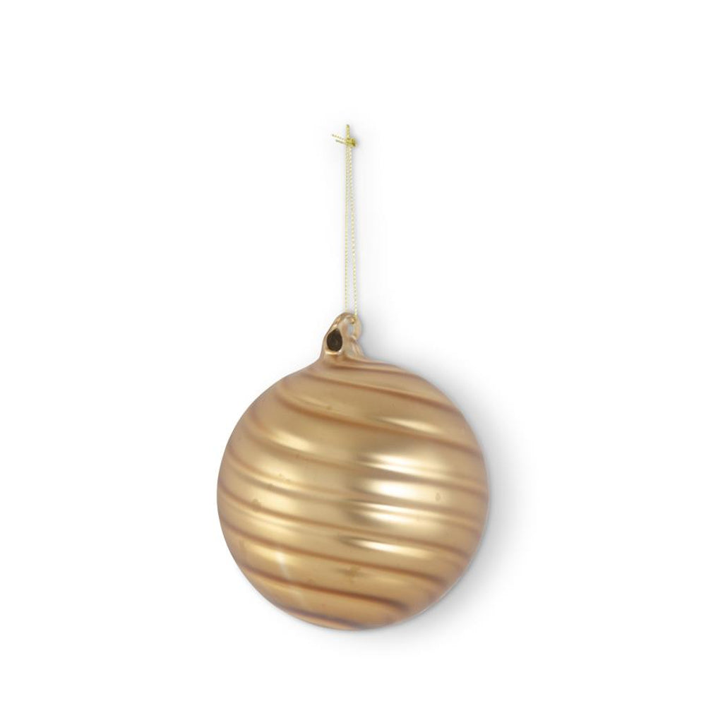 Matte Gold Swirl Round Glass Ornament