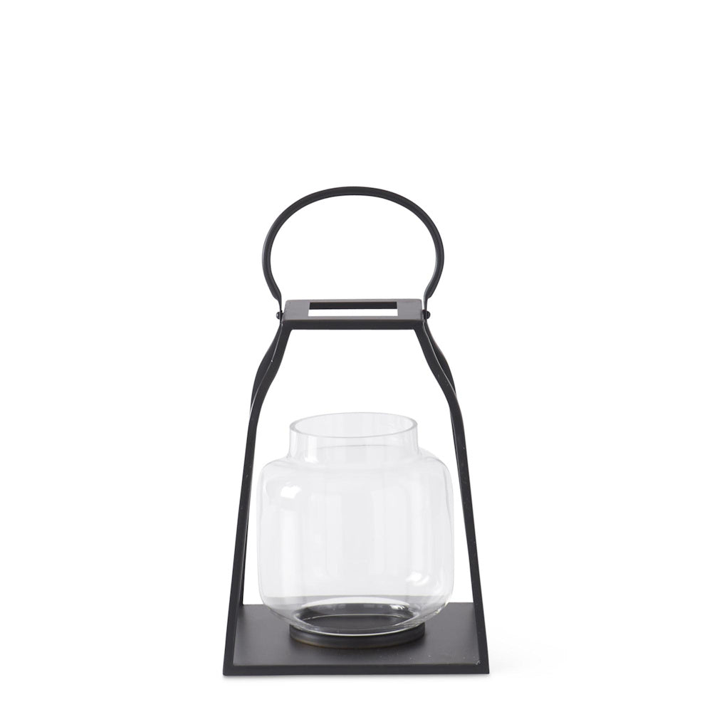 Medium Black Metal Trapezoid Lanterns with Glass Hurricane — alternate view 2