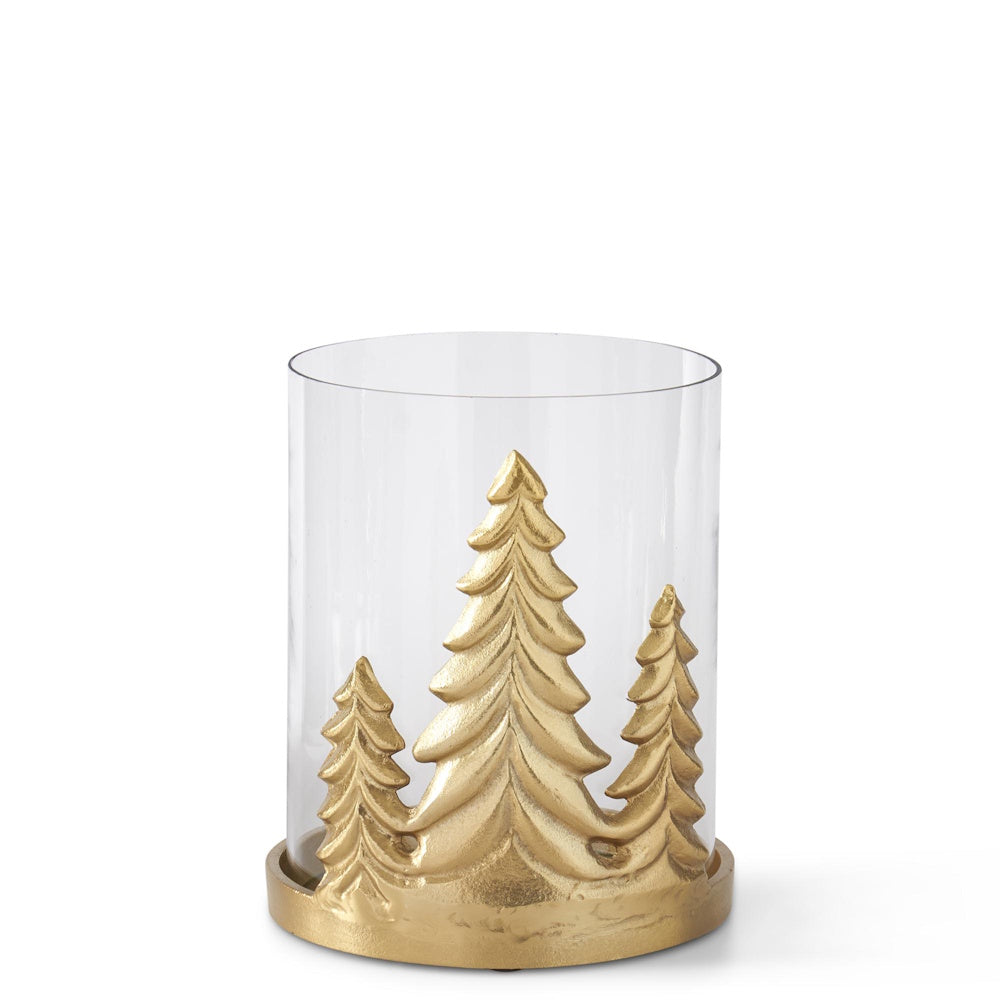 Medium Gold Metal Christmas Tree Hurricane