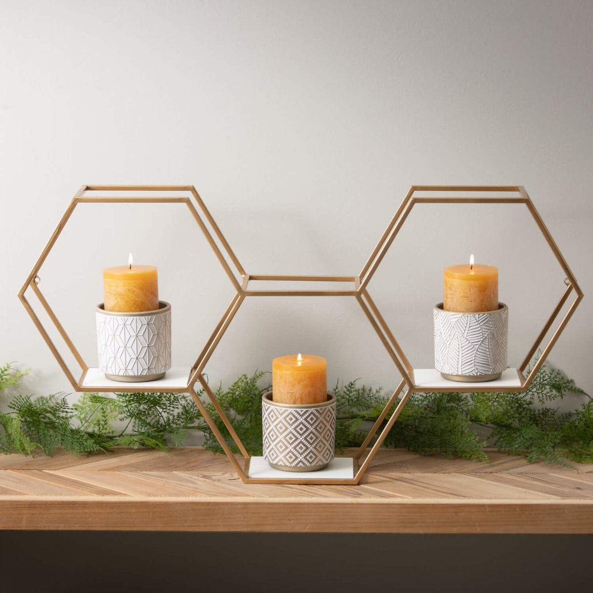 Hexagonal Gold Metal Shelf — alternate view 2