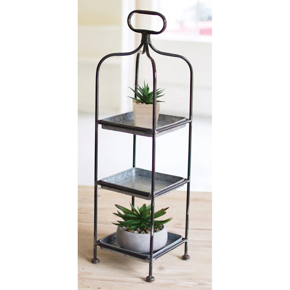 Metal Display Stand with Galvanized Trays - Small