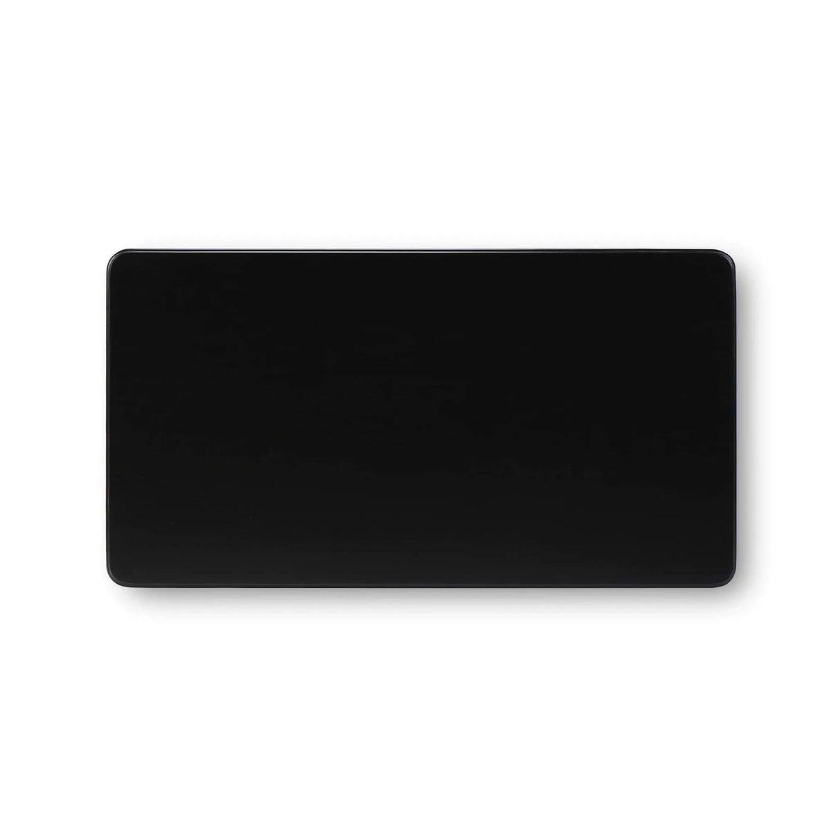 Top view of the Milano black coffee table with a sleek rectangular wooden top on white background.